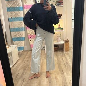 Abercrombie & Fitch Light Blue Striped Ankle Jeans